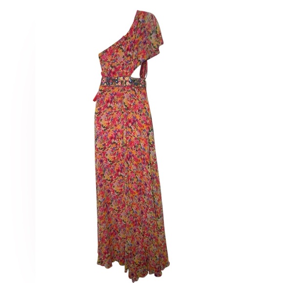 Mac Duggal 9157 Floral Embellished One Shoulder Gown Pink Multicolor Size 2 NWT - Picture 2 of 6